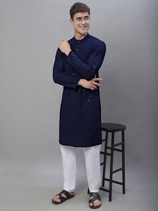Embroidered Kurtas ( ANMKO 109Navy )  [RT] [C-9]