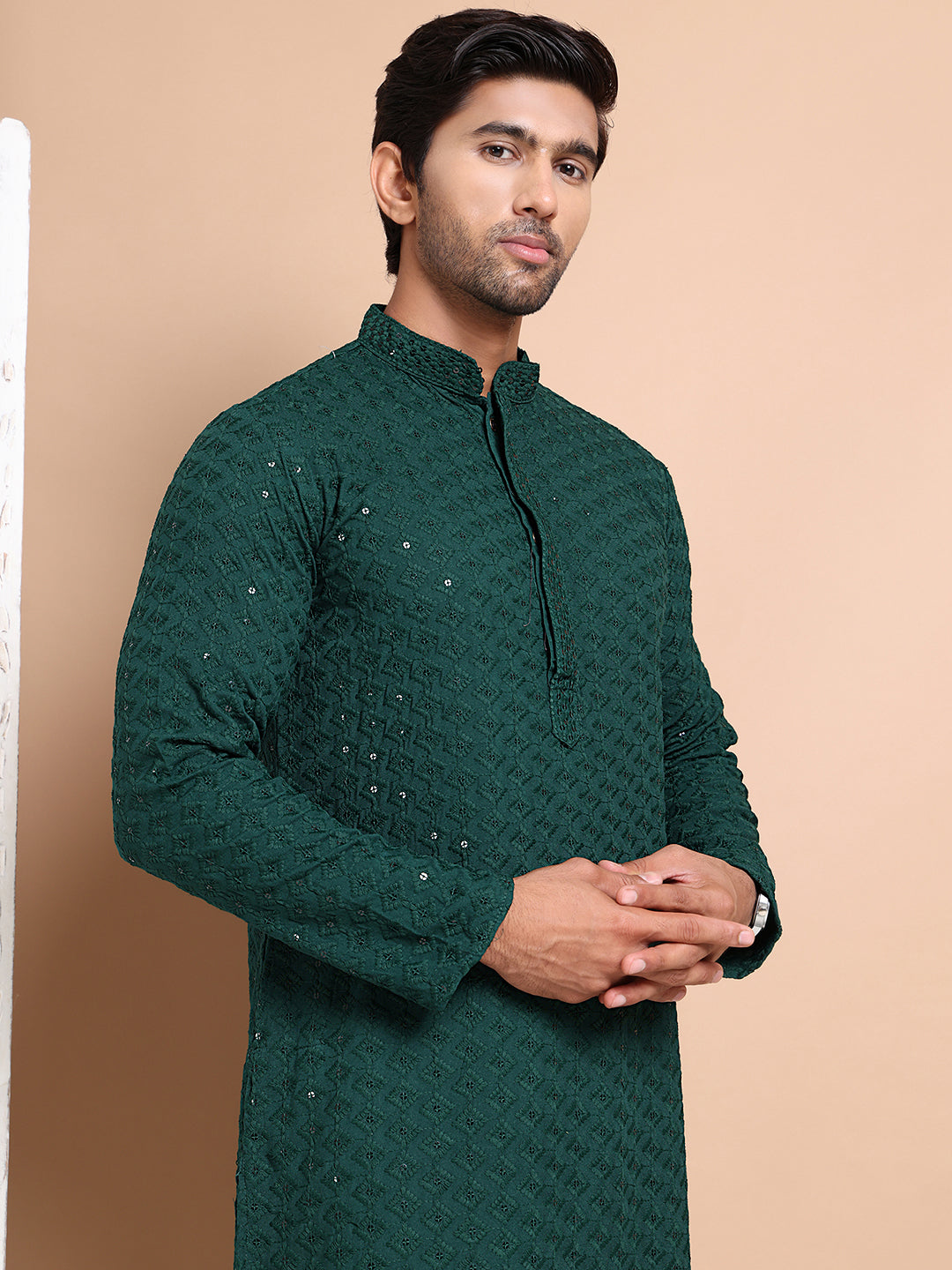 Embroidered Ethnic Kurtas ( RANMKO 109Olive )