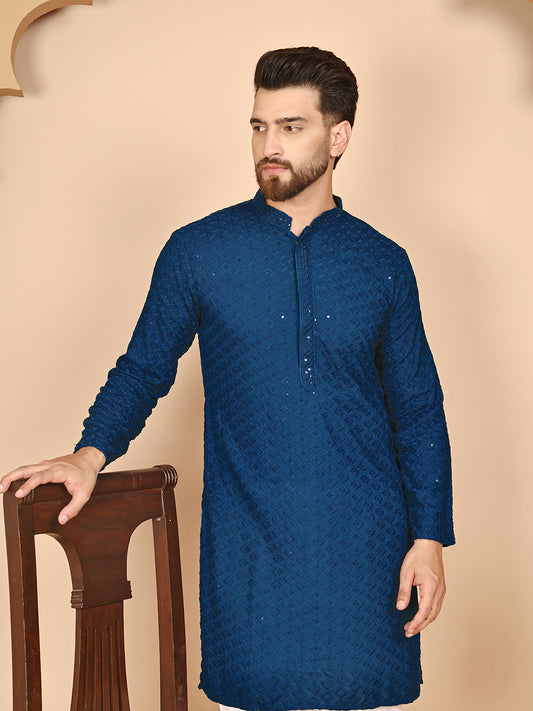Embroidered Ethnic Kurtas ( RANMKO 109Peacock )
