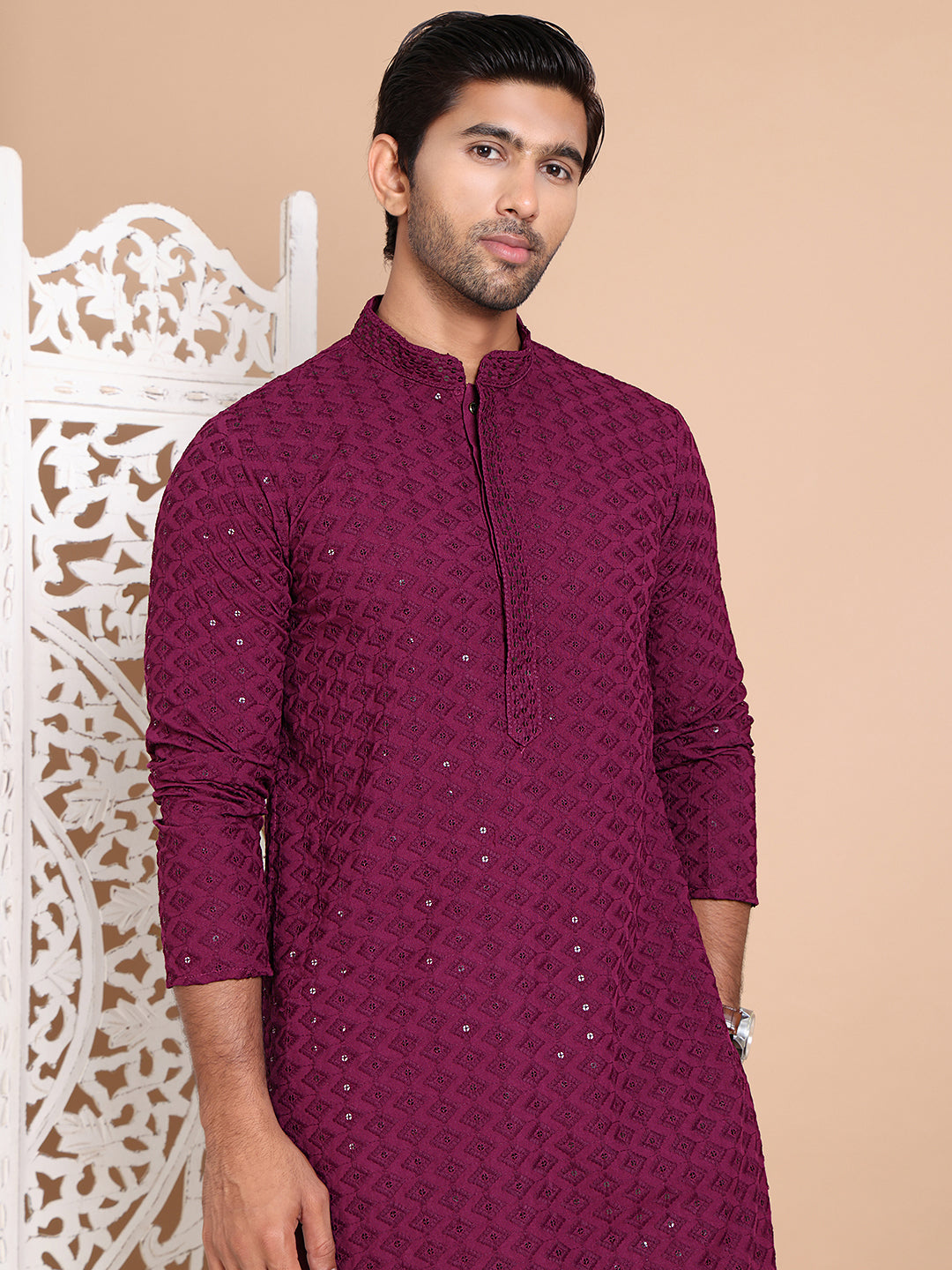 Embroidered Ethnic Kurtas ( RANMKO 109Purple )