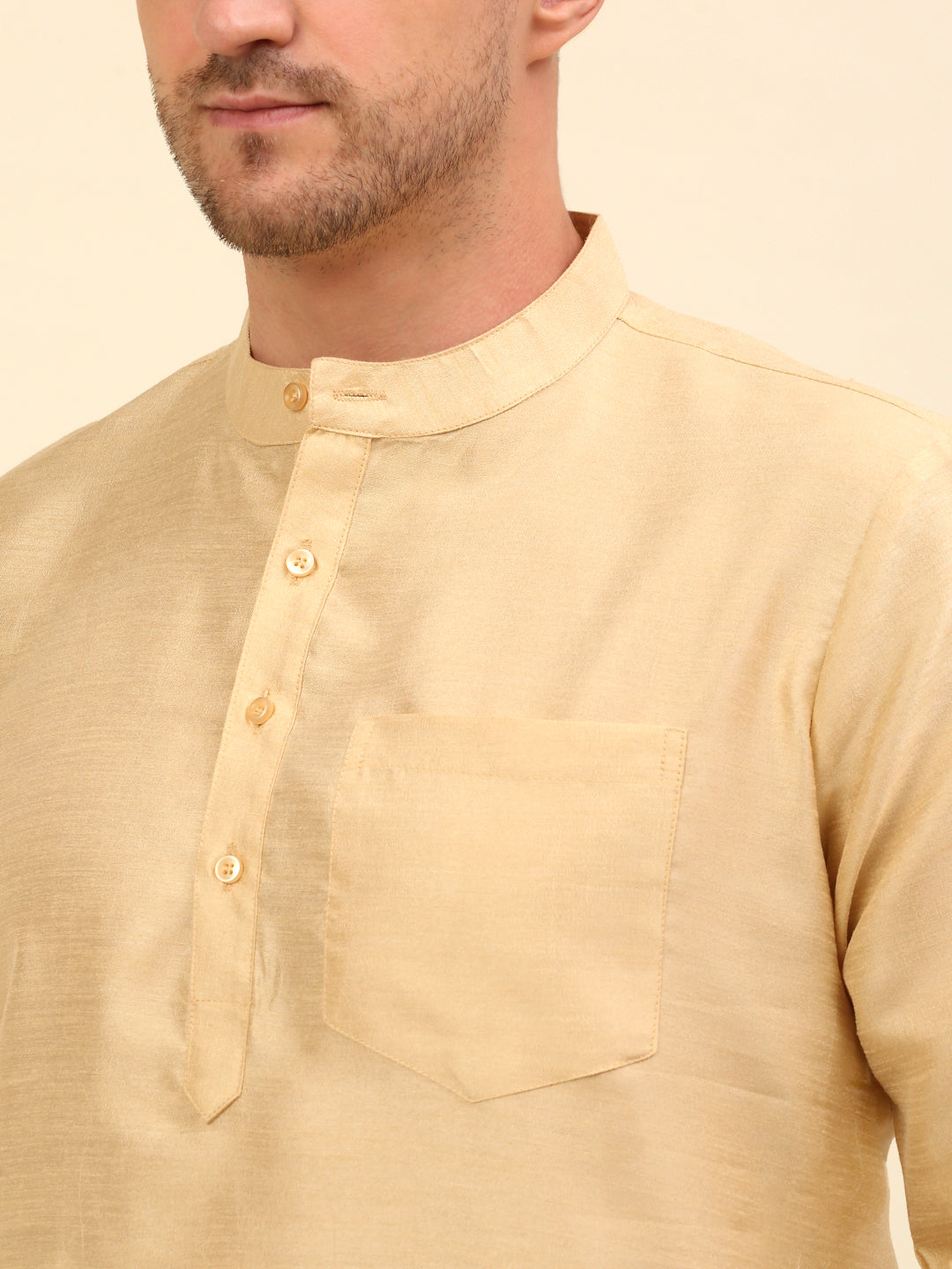 Solid Kurta Pyjama ( ANMKP 110Golden )