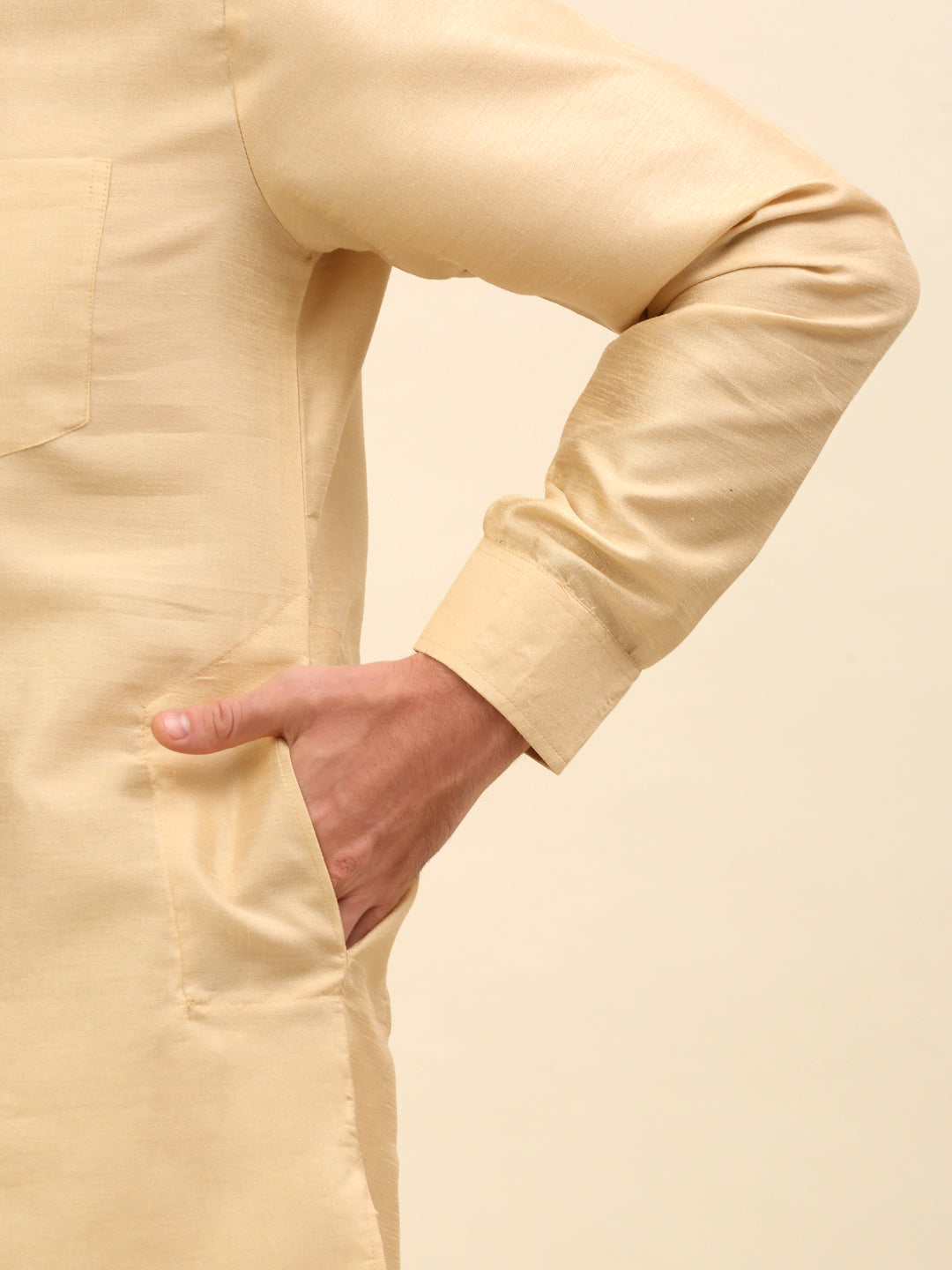Solid Kurta Pyjama ( ANMKP 110Golden )