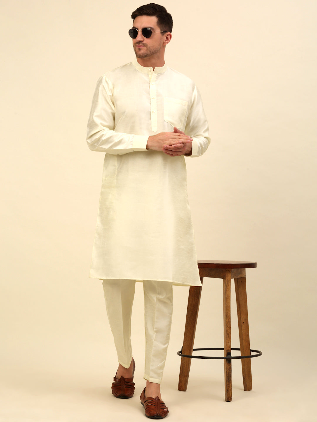 Solid Kurta Pyjama ( ANMKP 110White )