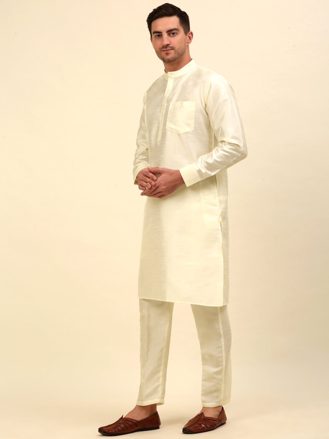 Solid Kurta Pyjama ( ANMKP 110White )