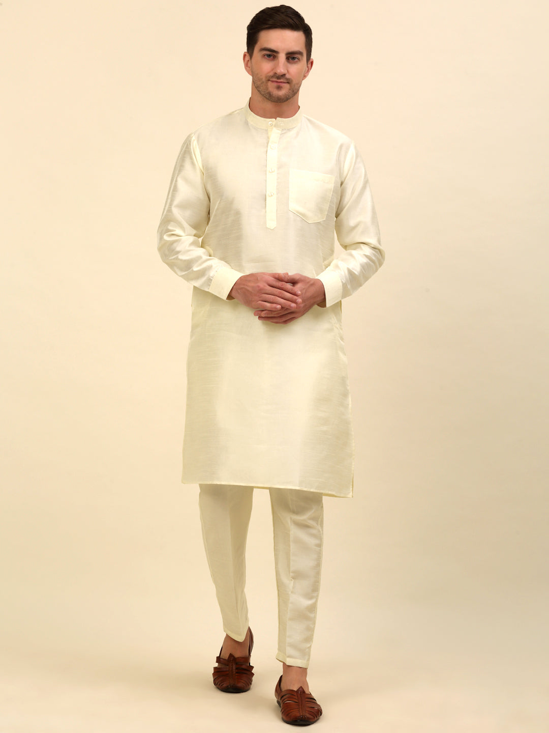 Solid Kurta Pyjama ( ANMKP 110White )