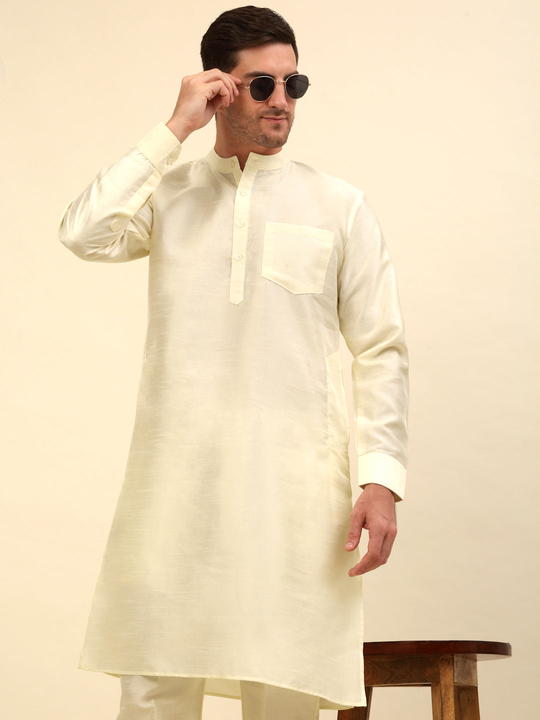 Solid Kurta Pyjama ( ANMKP 110White )
