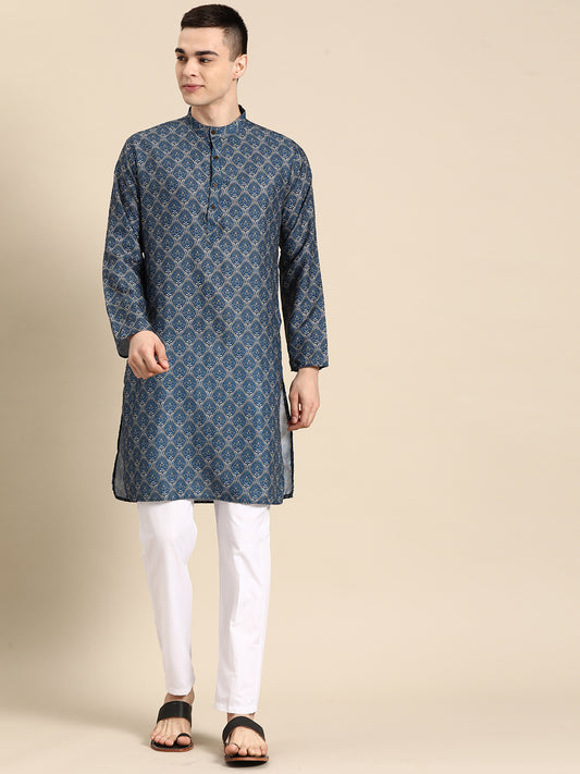 Floral Printed Kurtas ( ANMKO 111Blue ) [RT] [ K8 ]