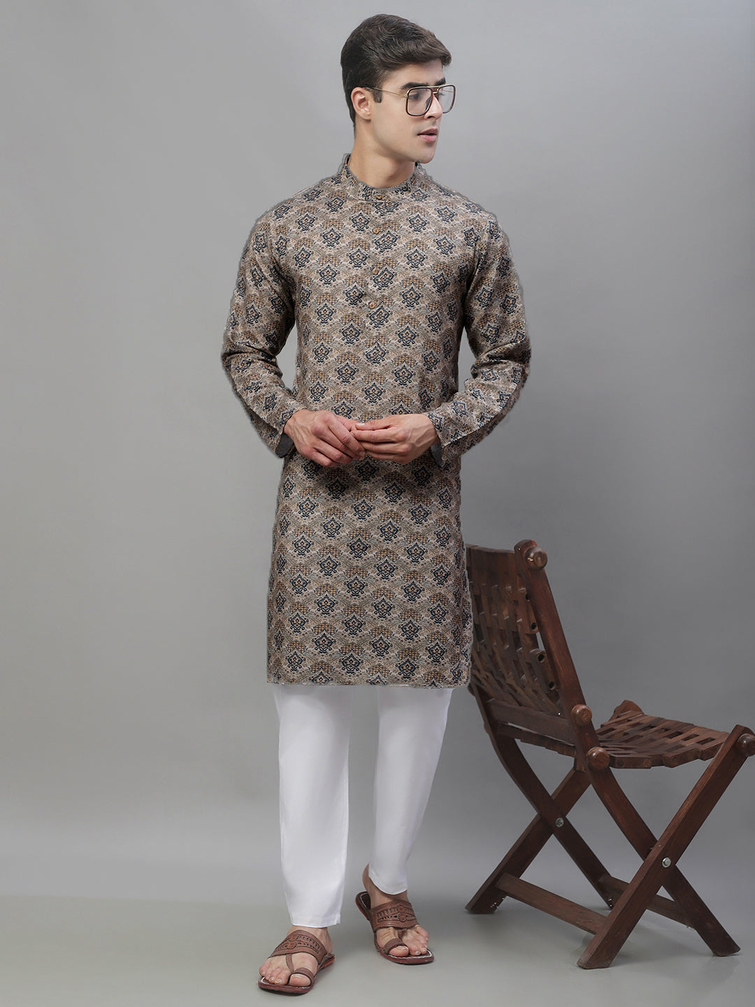 Floral Printed Kurtas ( ANMKO 111Brown ) [RT] [ K8 ]