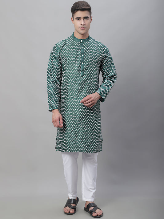 Silk Blend Embroidered Kurtas ( ANMKO 116Green )