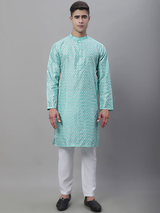 Silk Blend Embroidered Kurtas ( ANMKO 116Sky )