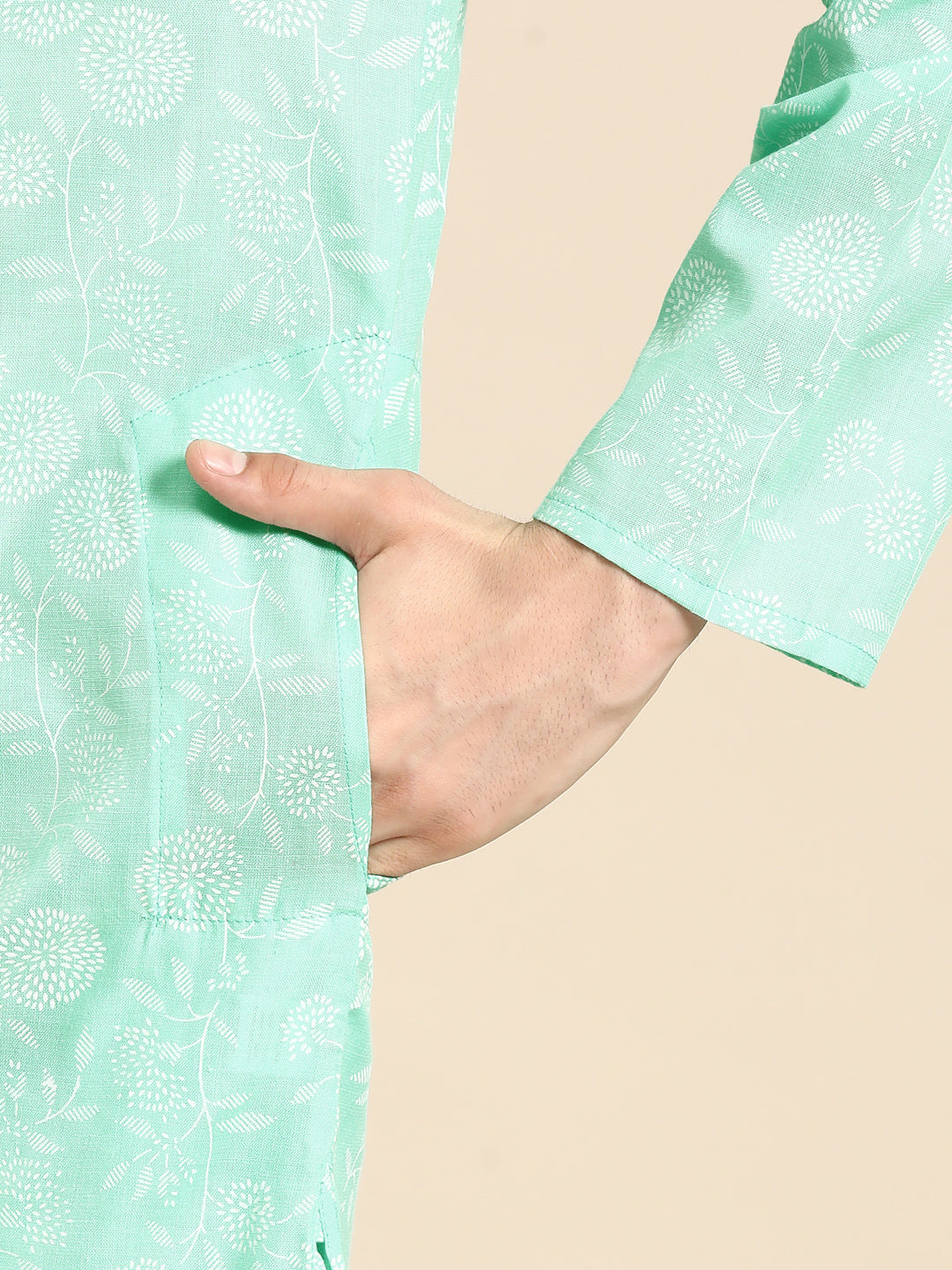 Men's Printed Cotton Blend Kurta Pyjama Set ( ANMKP 117Geen ) [RT] [ M1 ]