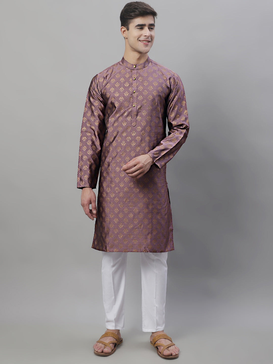 Men's Woven Design Kurtas ( ANMKO 121Purple )  [RT] [M-8]