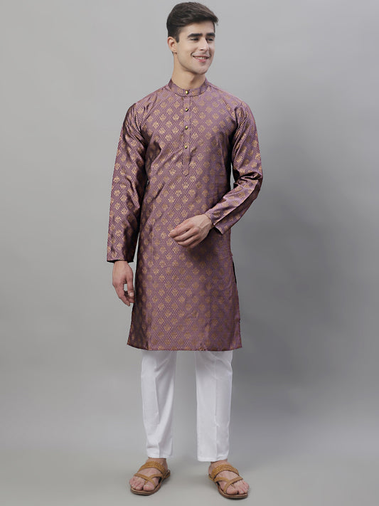 Men's Woven Design Kurtas ( ANMKO 121Purple )  [RT] [M-8]