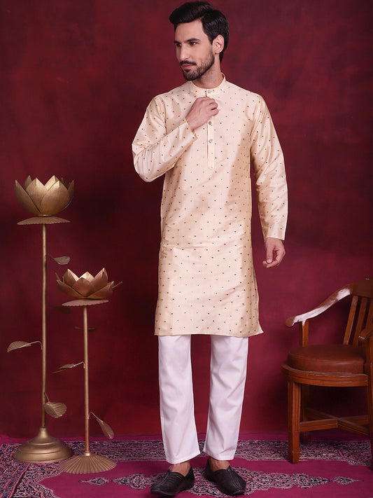 Men's Silk Blend Kurtas ( ANMKO 139Golden )