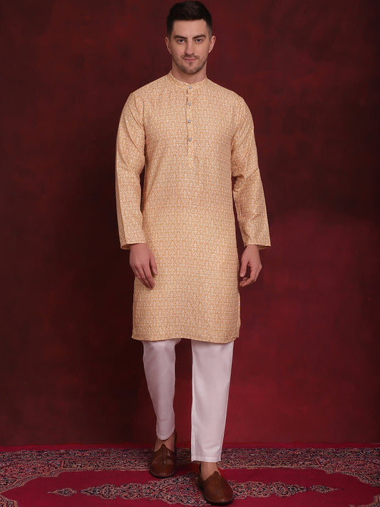 Floral Printed & Sequin-Embellished Kurtas ( AAMKKO 143Yellow )