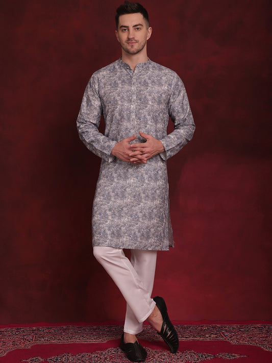 Grey Floral Printed and Sequins Kurtas ( AAMKKO 144Grey )