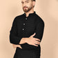 Men's Cream Embroidered Kurta Pyjama Set ( ANMKP 145Black )  [RT] [G-6-8]