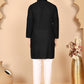 Men's Cream Embroidered Kurta Pyjama Set ( ANMKP 145Black )  [RT] [G-6-8]