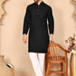 Men's Cream Embroidered Kurta Pyjama Set ( ANMKP 145Black )  [RT] [G-6-8]