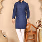 Classic Cotton Embroidered Kurtas ( RANMKO 145Navy )