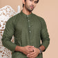 Men's Olive Green Embroidered Kurta Pyjama Set ( ANMKP 145Olive )
