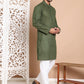 Men's Olive Green Embroidered Kurta Pyjama Set ( ANMKP 145Olive )