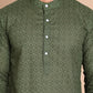 Men's Olive Green Embroidered Kurta Pyjama Set ( ANMKP 145Olive )