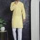 Men's Yellow Embroidered Kurtas ( ANMKKO 145Yellow )