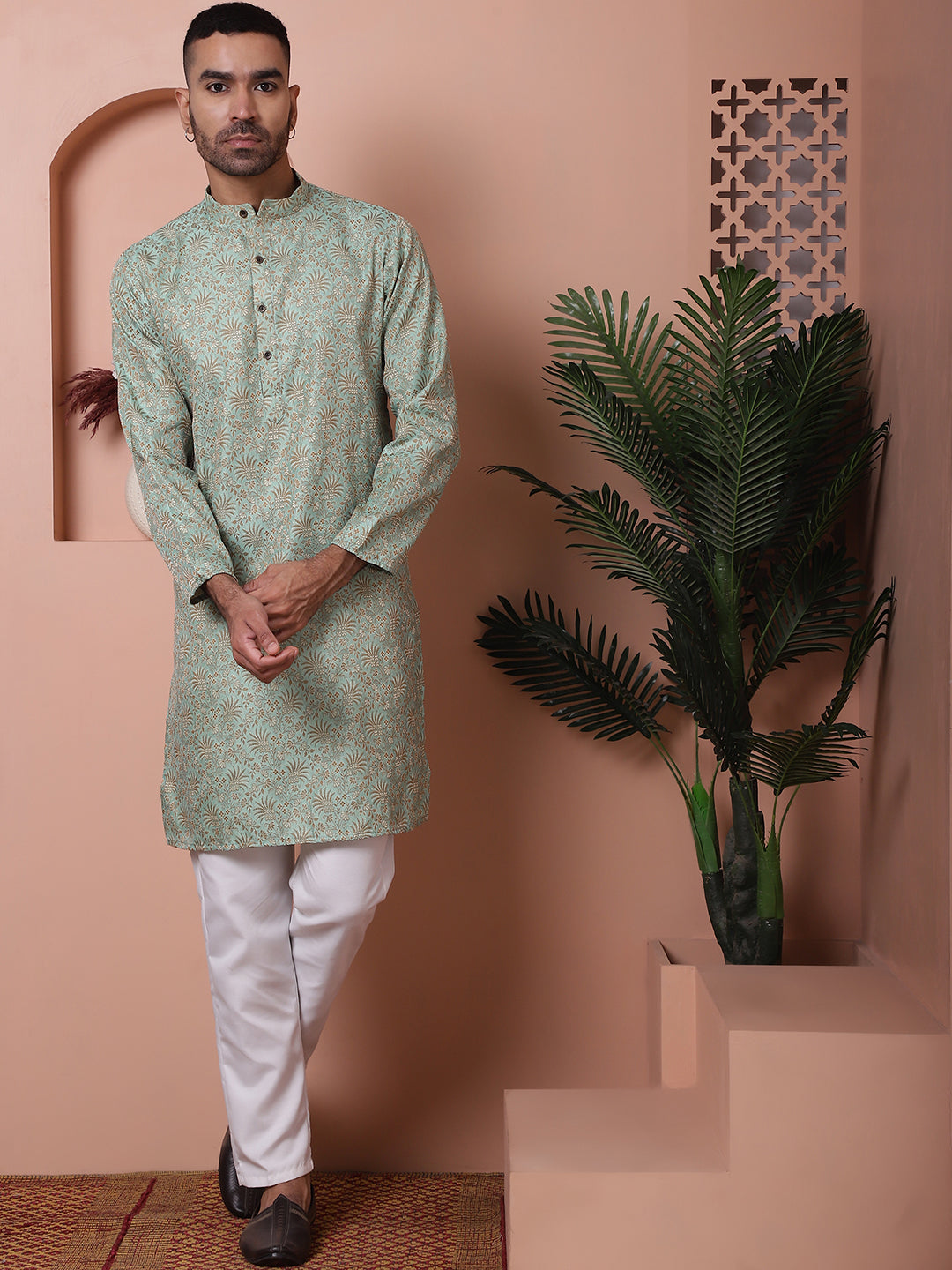 Green Silk Blend Straight Kurtas. ( ANMKO 155Lime )