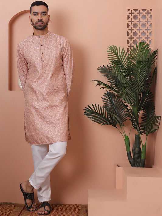 Pink Silk Blend Straight Kurtas. ( ANMKO 155Pink )