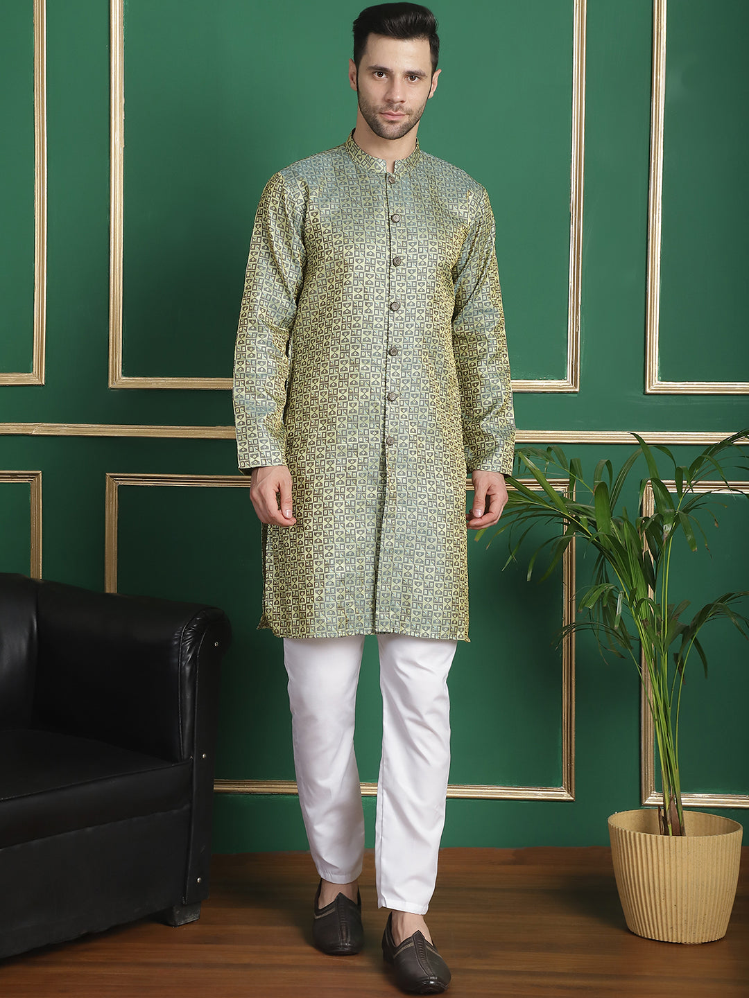Woven Design Front Open Kurtas ( ANMKO 158Pista )  [RT] [P-14]