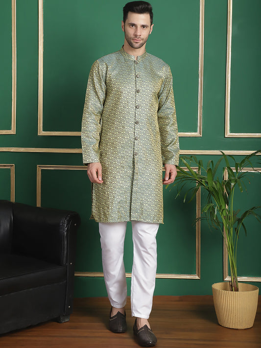 Woven Design Front Open Kurtas ( ANMKO 158Pista )  [RT] [P-14]