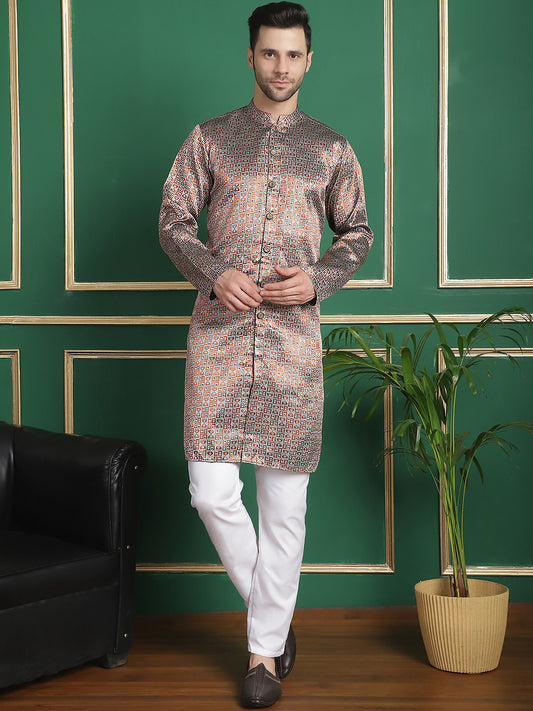 Woven Design Front Open Kurtas ( ANMKO 158Rust )  [RT] [P-14]