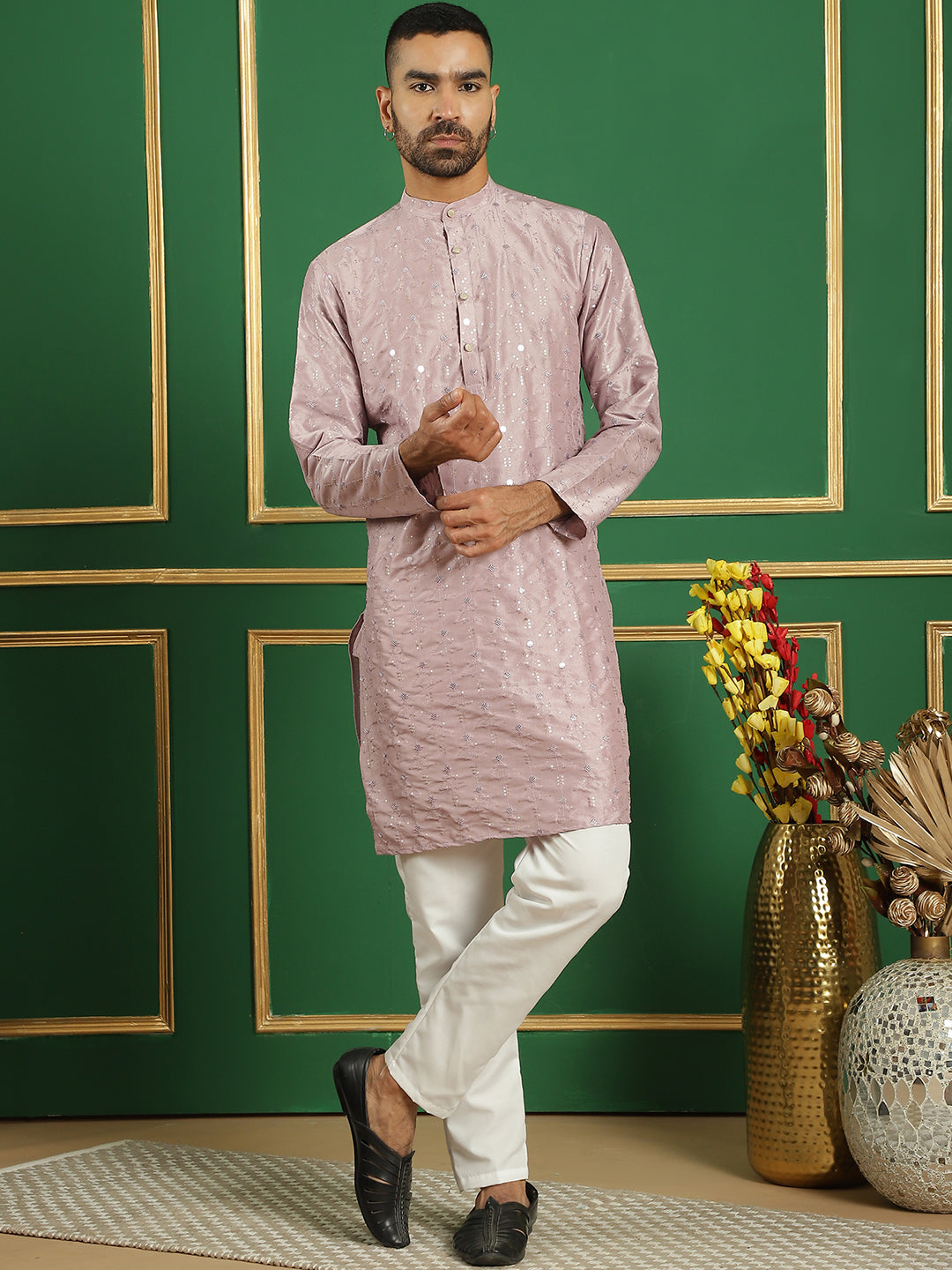 Embroidered Mirror Work Kurtas ( ANMKO 163Purple )  [RT] [P-14]