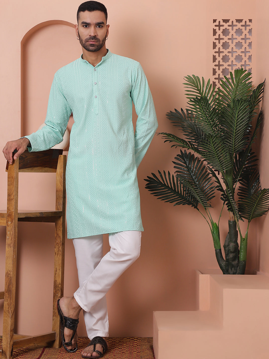 Embroidered and Sequinned Kurtas. ( ANMKO 169Sky )