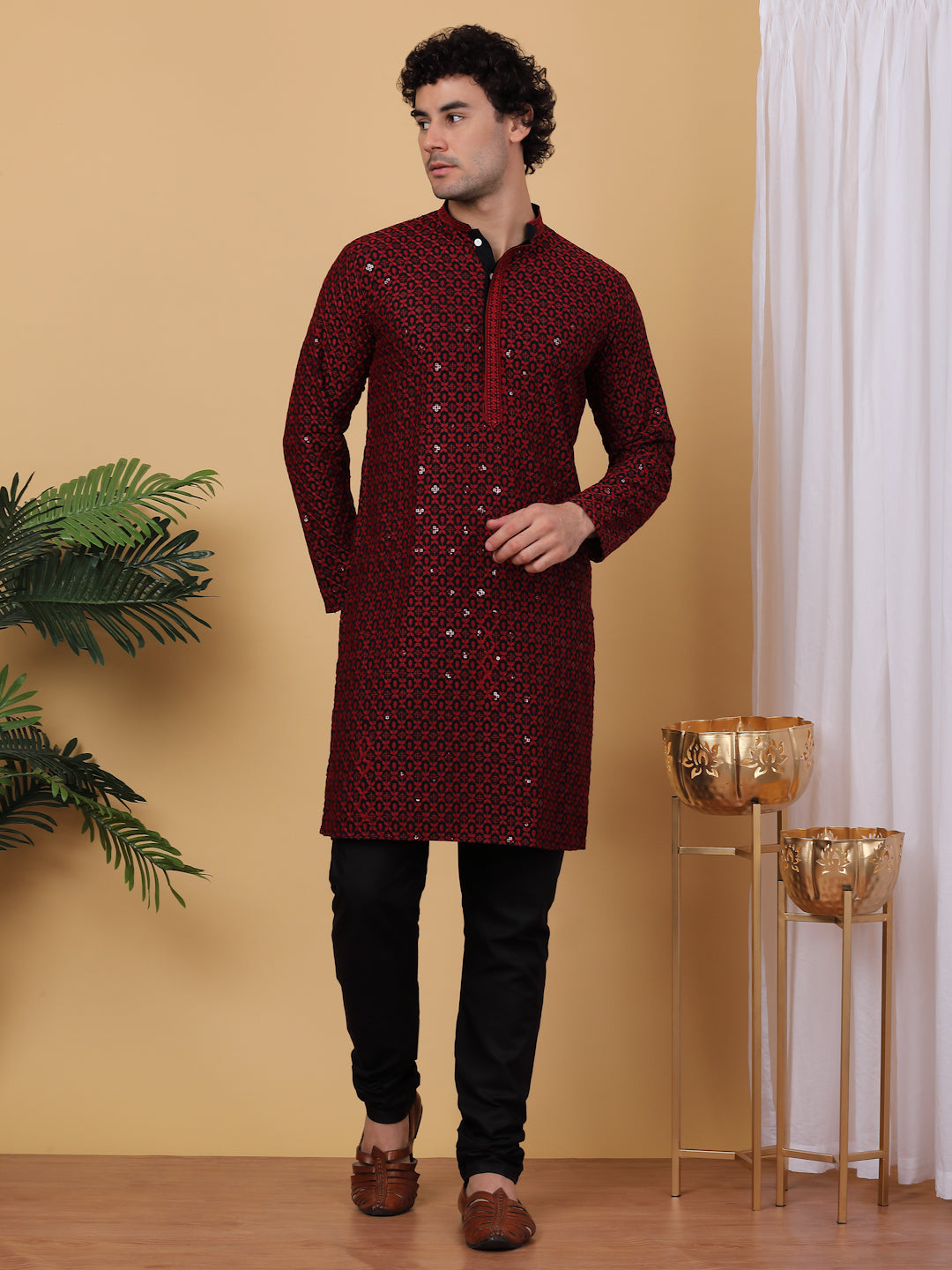 Embroidered and Sequinned Kurtas. ( ANMKO 171Red )  [RT] [B-4-6]