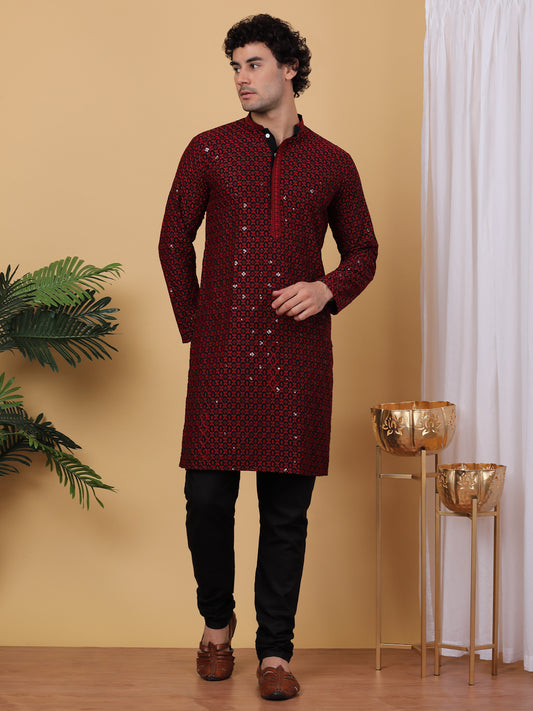 Embroidered and Sequinned Kurtas. ( ANMKO 171Red )  [RT] [B-4-6]