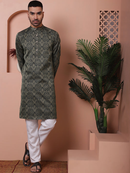 Black Silk Blend Straight Kurtas. ( ANMKO 173Black )  [RT] [A-3-4]