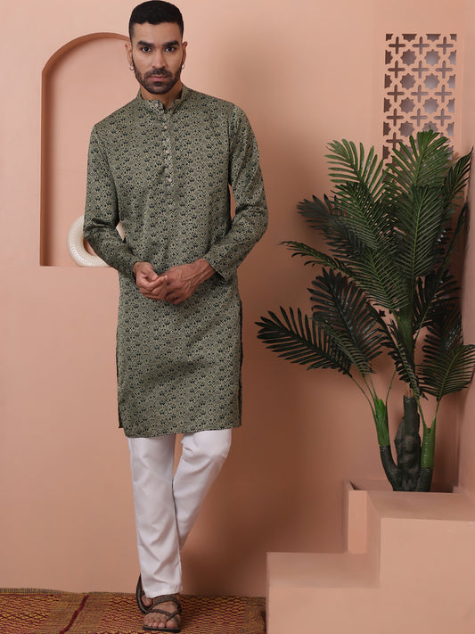 Grey Silk Blend Straight Kurtas. ( ANMKO 174Grey )  [RT] [B-3]