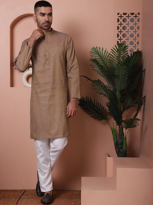 Men's Solid Straight Kurtas. ( ANMKO 176Bronze )