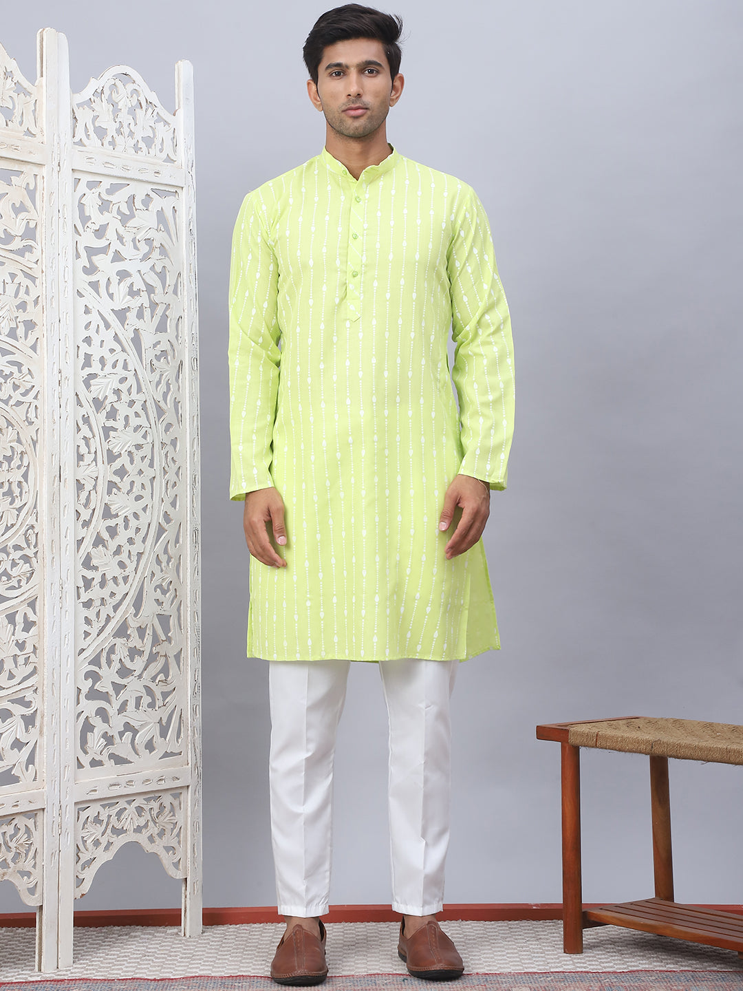 Men's Printed Straight Kurtas. ( ANMKO 177Pista )