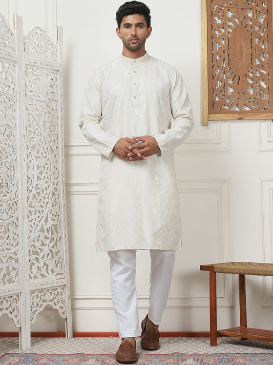 Embroidered Kurtas for Men. ( ANMKO 185Beige ) [RT] [ B2 ]