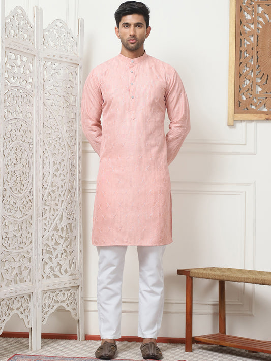 Embroidered Kurtas for Men. ( ANMKO 185Pink ) [RT] [ B2 ]