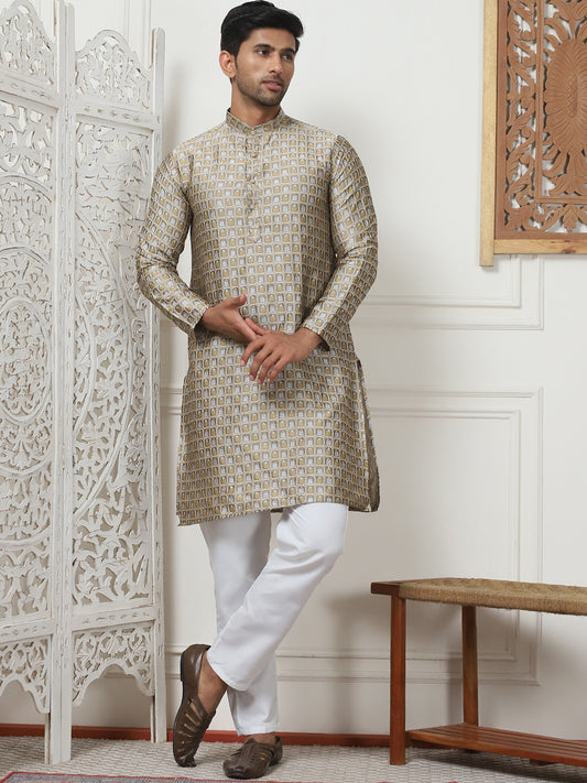 Silk Blend Straight Kurtas ( ANMKO 186Golden ) [RT] [ C5 ]