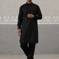 Men's Solid Pathani Kurta with Pyjama ( ANMKKP 189Black )