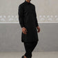 Men's Solid Pathani Kurta with Pyjama ( ANMKKP 189Black )