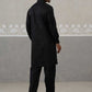 Men's Solid Pathani Kurta with Pyjama ( ANMKKP 189Black )