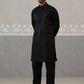 Men's Solid Pathani Kurta with Pyjama ( ANMKKP 189Black )