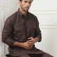 Men's Solid Pathani Kurta with Pyjama ( ANMKP 189Coffee )