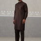 Men's Solid Pathani Kurta with Pyjama ( ANMKKP 189Coffee )